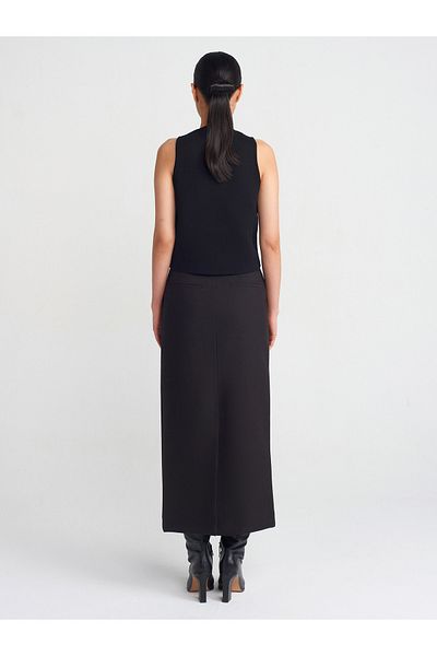 Dilvin 81054 Fusta creion Midi-Negru
