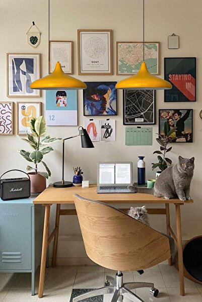 Bamyum Champion Sarı Avize Ikili Sarkıt Lamba Salon Mutfak Yemek Masası Antre Restoran Avizeleri