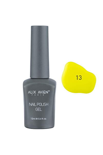 Alix Avien Uv Kalıcı Neon Sarı Jel Oje 13 - Gel Polish - 12 Ml