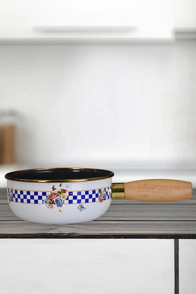 PR HOME Allegro Enamel Wooden Handle Boiling and Sauce Pan 16 cm