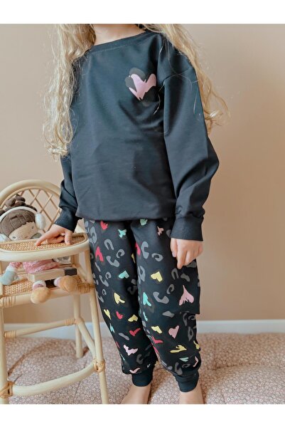 YİGİT BUTİK Σετ κοριτσίστικο κάτω μπλουζάκι με στάμπα Yigit Boutique Heart