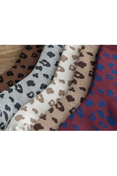 DM DEL MORE SOCKS 5 чифта дамски многоцветни леопардови чорапи до глезена, комплект от 5 броя