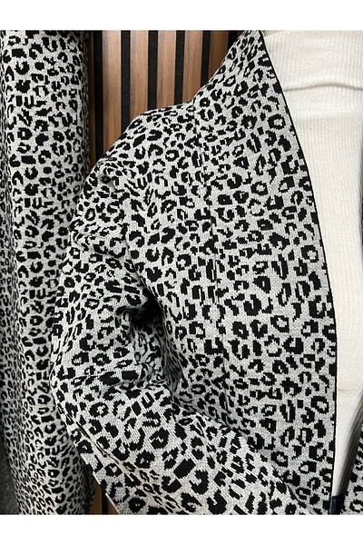 ayseningiyimevi Leopard Pattern Knitwear Cardigan