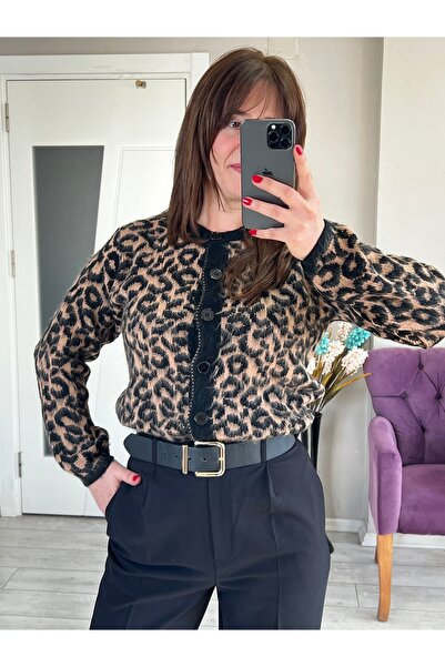 VOSEM BUTİK Leopar desenli yün ceket
