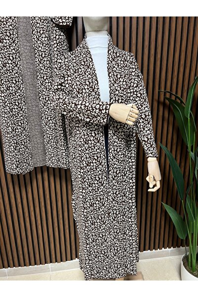 ayseningiyimevi Leopard Pattern Knitwear Cardigan