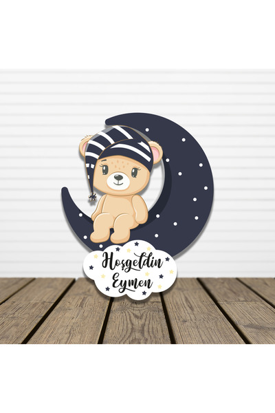 HET Concept 20 Adet Kişiye Özel Magnet Ay Üstünde Oturan Erkek Ayıcık Bebek H...