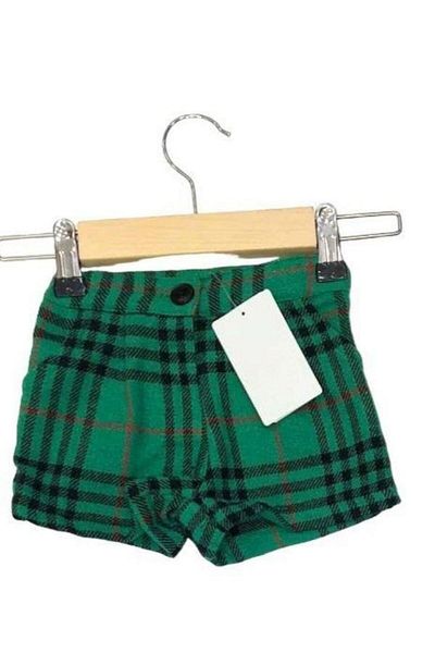 Çikoby Baby Girl Kids Green Plaid Shorts