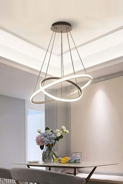 LEGACY Modern Design Gray Color White Led 2 Piece Chandelier - Bedroom - Living Room - Children's Room - Kitchen