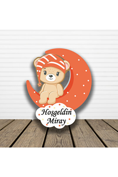 HET Concept 20 Adet Kişiye Özel Magnet Ay Üstünde Oturan Kız Ayıcık Bebek Hed...