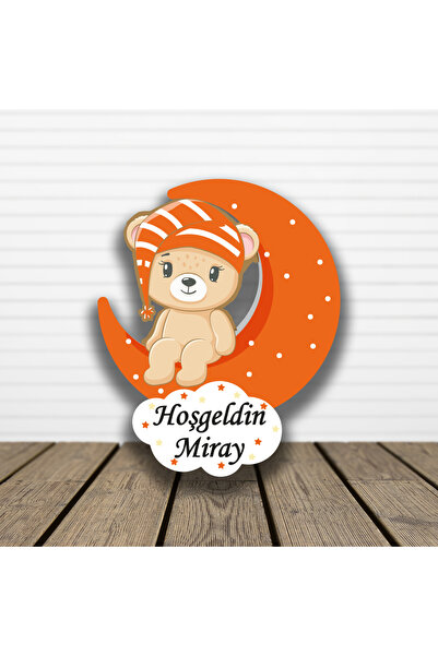 HET Concept 20 Adet Kişiye Özel Magnet Ay Üstünde Oturan Kız Ayıcık Bebek Hed...