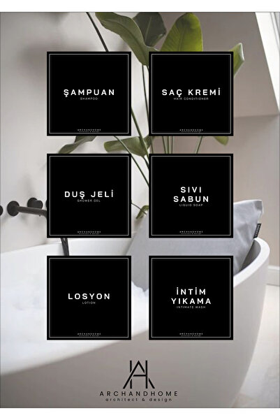 Lumiera Sticker Etiket Suya Dayanıklı Şişe Etiketi Banyo Etiketleri 6'lı Şamp...