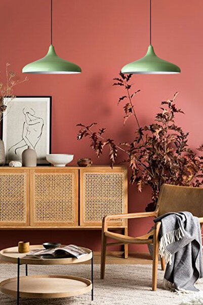 Bamyum Champion Mint Yeşili Avize Ikili Sarkıt Lamba Salon Mutfak Yemek Masas...