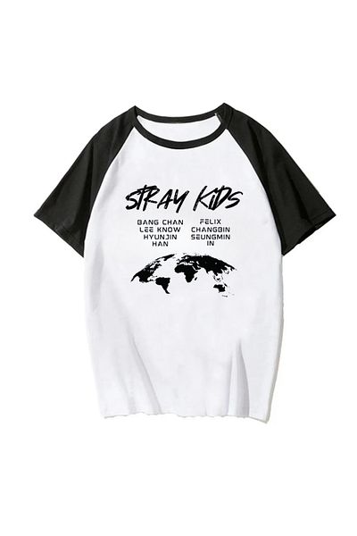 Touz Moda Μπλουζάκι Stray Kids White Raglan Sleeve Oversize