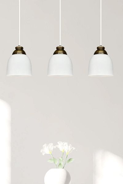 Bamyum Deep Triple White Antique Headboard Chandelier Pendant Lamp Living Room Kitchen Boutique Lamp Lighting Chandeliers