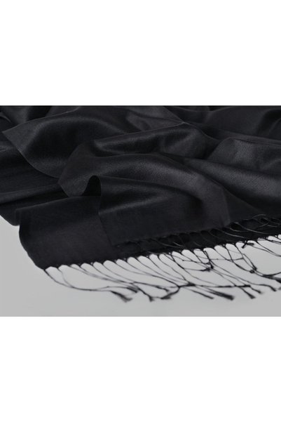 ALLURİNG THE BETTER ONE Black Silky Kroren Shawl