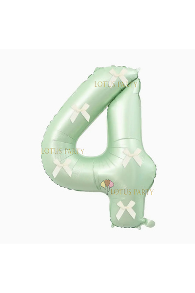 LOTUS PARTY بالون فويل بأرقام خضراء مائية لعمر سنة واحدة - مع شريط أبيض وقوس