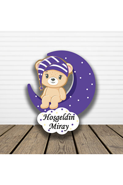 HET Concept 20 Adet Kişiye Özel Magnet Ay Üstünde Oturan Kız Ayıcık Bebek Hed...