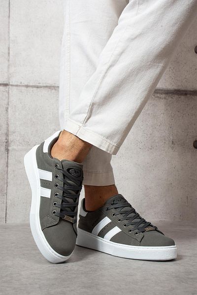 L.A Polo 503 Smoked Color White Sole Lace-Up Casual Men's Sneakers