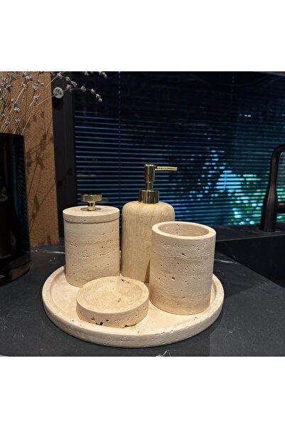 LİSPERA Traverten Mermer Beşli Banyo Seti