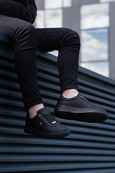 L.A Polo Erkek Kalın Taban Siyah Sneaker