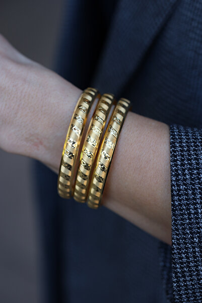 Yenigün Kuyumculuk 14 Ayar Altın Üçlü Boşnak Model Bilezik 5 mm