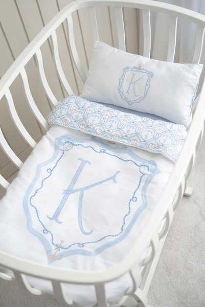 NOU Mother's Side Duvet Cover Set (60X100) - Noble Series - Blue - Letter K