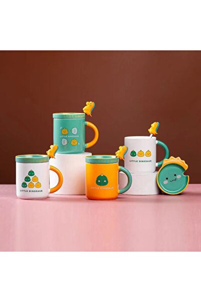 Livava Cute Dinosaur Ceramic Mug, Orange, 9X8