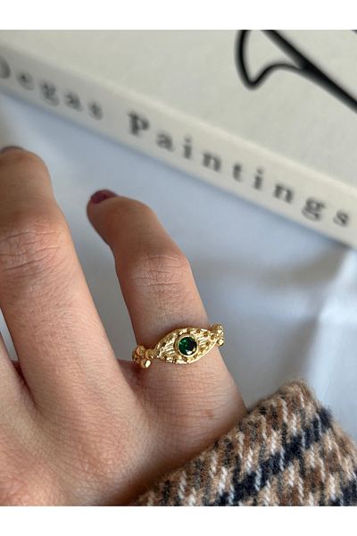 ringbox Eye Model Emerald Stone Sparrow Finger Ring