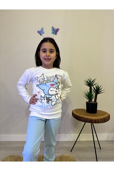 Free Beka Set de pijamale cu model Kuromi pentru copii, cu șase nervuri și set de pijamale confortabile și din bumbac imprimate