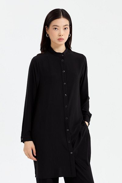Nihan Black Judge Collar Pants and Tunic Set