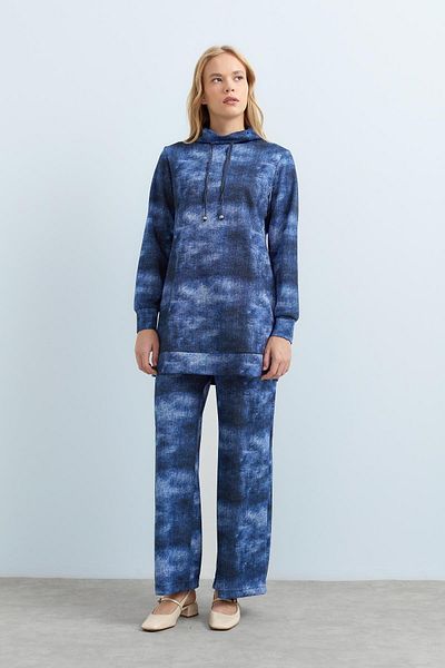 Nihan Pantaloni cu guler stand - Costum cu tunică - Indigo