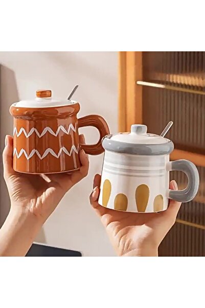 Livava Ethnic Patterned Ceramic Mug, Gray, 9X9