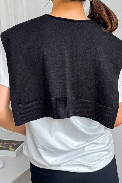 Moibody Tricotaj 100% acrilic din material subțire Şal de umăr pentru birou şi modă casual, negru simplu