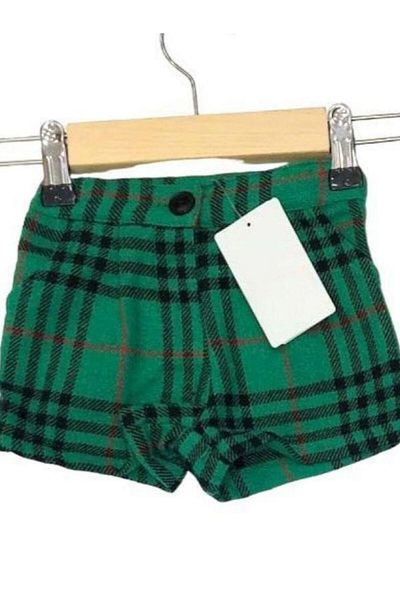 Çikoby Baby Girl Kids Green Plaid Shorts