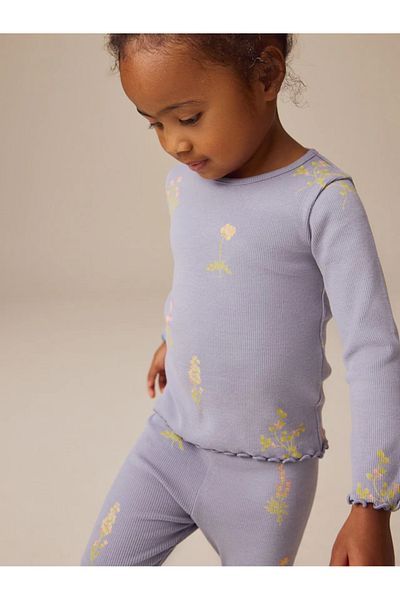 Next Baby Girl's Unicorn - Floral - Colorful Polka Dot Patterned Riban T-Shirt and Tights Set