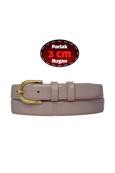 GoDeri 3 cm Pudră Piele Lacuită 100% Piele autentică Curea clasică pentru femei-r22 Costum pentru afaceri pentru femei de afaceri