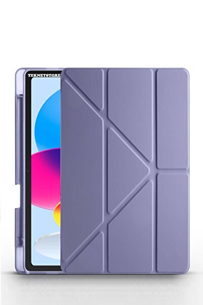 TEKNETSTORE حافظة لجهاز iPad A16 (الجيل الحادي عشر) 2025 الجيل العاشر 10.9 مع حجرة للقلم، وحامل خلفي من السيليكون، وغطاء لوضع السكون