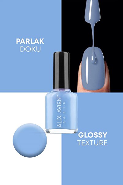 Alix Avien Açık Mavi 63 - Yüksek Pigmentli Uzun Süreli Kalıcılık Hızlı Kuruma - Nail Lacquer 63