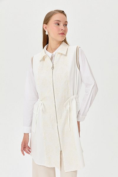 Nihan Ecru Color Comfortable Vest