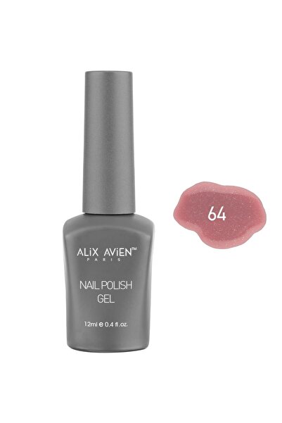 Alix Avien Işıltılı Nude Pembe Kalıcı Oje 64-Yoğun Renk Veren Jel Oje 12 ml-N...
