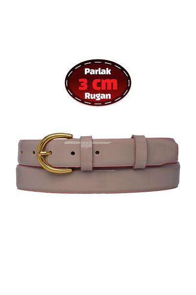 GoDeri 100% piele naturală, curea clasică pentru femei din piele lacuită pudrată de 3 cm, afaceri, femeie de afaceri, pânză, centură pentru costum-r02