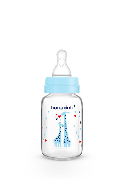Hanymish Blue Natural Glass Baby Bottle - 125 ml