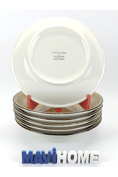 Kütahya Porselen Corendon Series - 20 cm Patterned Pit Dinner Plate, Set of 6
