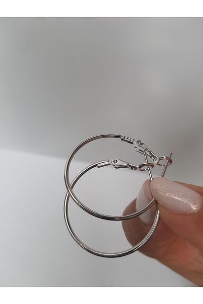 kurukafagift Women's Hoop Earrings in Silver Color