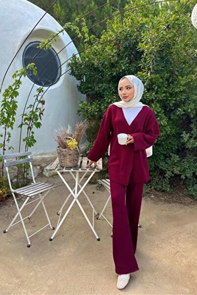 Generic Brand طقم تريكو لينا بورجوندي
