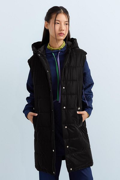 Nihan Black Quilted Hooded Vest