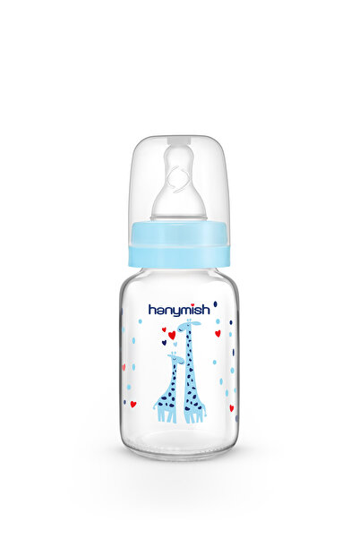 Hanymish Blue Natural Glass Baby Bottle - 125 ml