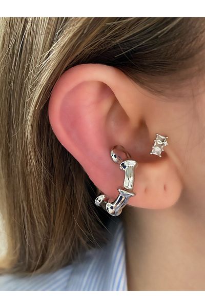 Pinery Jewels Silver Color Hoop Women Cartilage Earrings