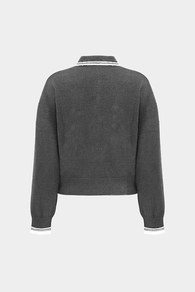 Açelya Okcu Premium Striped Polo Neck Women's Wool Blended Knitwear Sweater