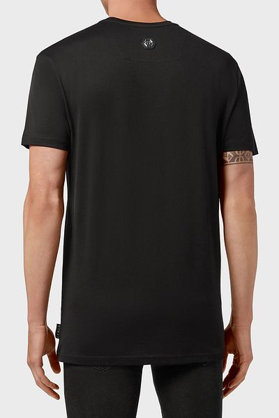 PHILIPP PLEIN تي شيرت رجالي - قطن 100%، مقاس عادي، شعار، MTK5124 PJY002N 02